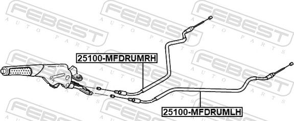 Febest 25100-MFDRUMLH - Тросик, cтояночный тормоз parts5.com