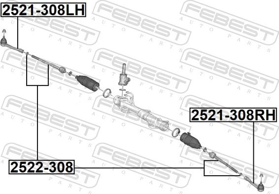 Febest 2522-308 - Осевой шарнир, рулевая тяга parts5.com