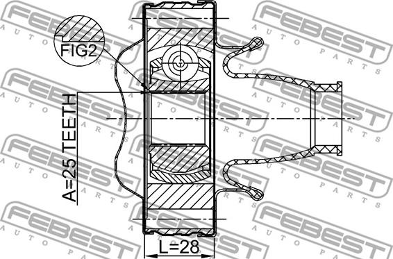 Febest 2011-GRCHSHA - Шарнир, продольный вал parts5.com