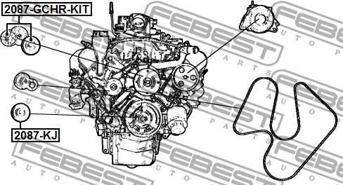 Febest 2087-GCHR-KIT - Направляющий ролик, поликлиновый ремень parts5.com