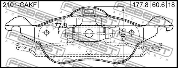 Febest 2101-CAKF - Тормозные колодки, дисковые, комплект parts5.com