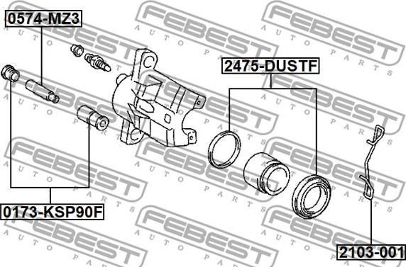 Febest 2103-001 - Spring, disc brake pad parts5.com