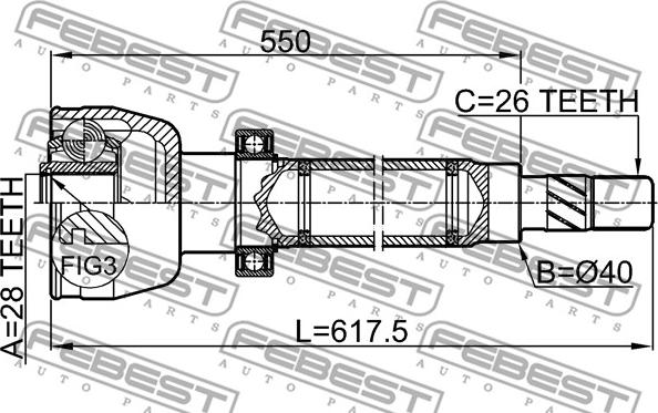 Febest 2111-CA1RH - Шарнирный комплект, ШРУС, приводной вал parts5.com