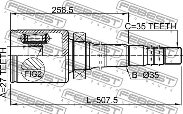 Febest 2111-KUGIIRH - Шарнирный комплект, ШРУС, приводной вал parts5.com