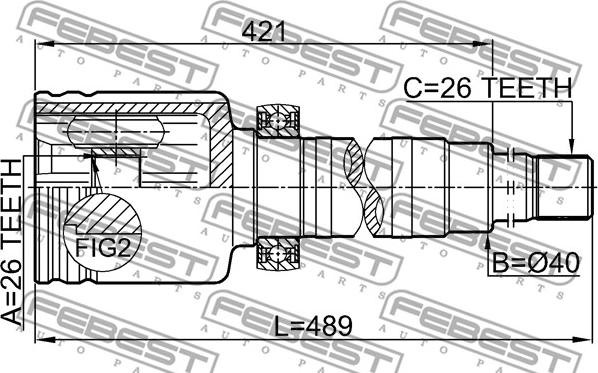 Febest 2111-TC726RH - Шарнирный комплект, ШРУС, приводной вал parts5.com