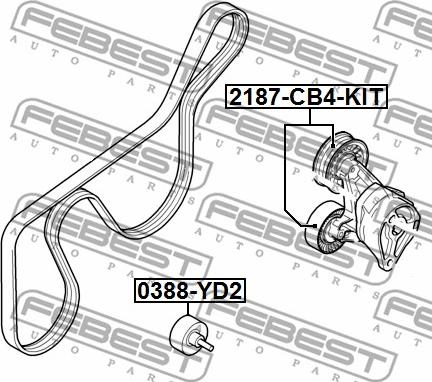 Febest 2187-CB4-KIT - Направляющий ролик, поликлиновый ремень parts5.com