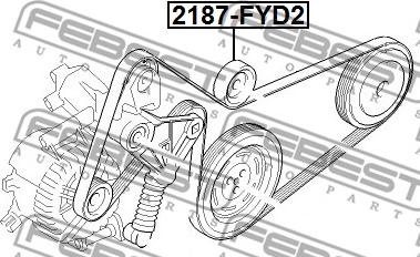 Febest 2187-FYD2 - Deflection / Guide Pulley, v-ribbed belt parts5.com