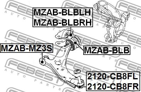 Febest 2120-CB8FL - Шаровая опора, несущий / направляющий шарнир parts5.com