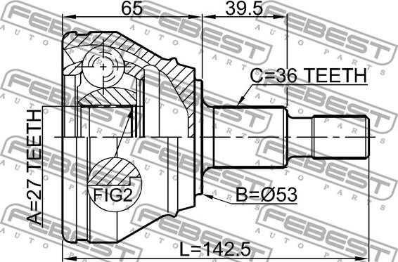 Febest 2310-033 - Шарнирный комплект, ШРУС, приводной вал parts5.com