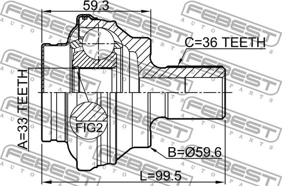 Febest 2310-CCR - Шарнирный комплект, ШРУС, приводной вал parts5.com