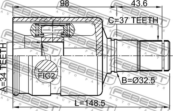 Febest 2311-5N1LH - Шарнирный комплект, ШРУС, приводной вал parts5.com