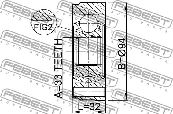 Febest 2311-GV - Шарнирный комплект, ШРУС, приводной вал parts5.com