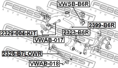 Febest 2325-B7LOWR - Рычаг подвески колеса parts5.com