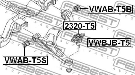 Febest VWAB-T5S - Сайлентблок, рычаг подвески колеса parts5.com