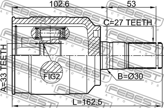 Febest 2211-D4224 - Шарнирный комплект, ШРУС, приводной вал parts5.com