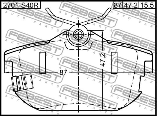 Febest 2701-S40R - Тормозные колодки, дисковые, комплект parts5.com