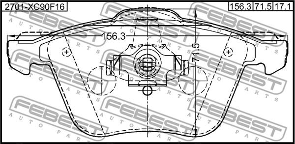 Febest 2701-XC90F16 - Тормозные колодки, дисковые, комплект parts5.com