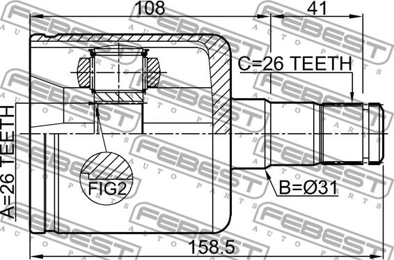 Febest 2711-S40IILH - Шарнирный комплект, ШРУС, приводной вал parts5.com