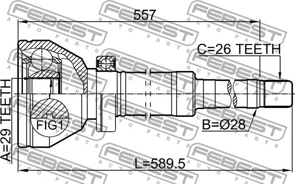 Febest 2711-XC90WDRH - Шарнирный комплект, ШРУС, приводной вал parts5.com