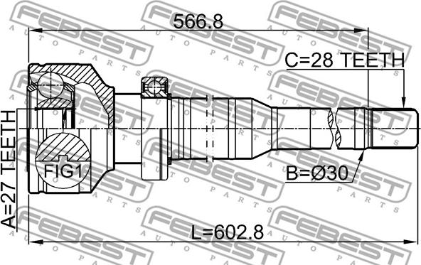 Febest 2711-XC60RH - Шарнирный комплект, ШРУС, приводной вал parts5.com