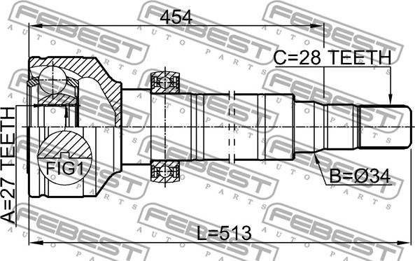 Febest 2711-XC60S6RH - Шарнирный комплект, ШРУС, приводной вал parts5.com