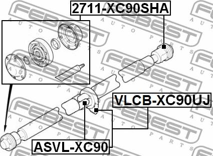 Febest ASVL-XC90 - Шарнир, продольный вал parts5.com