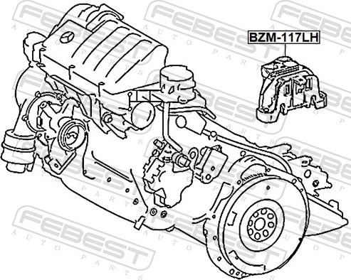 Febest BZM-117LH - Подушка, опора, подвеска двигателя parts5.com