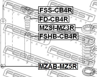 Febest FSS-CB4R - Опора стойки амортизатора, подушка parts5.com