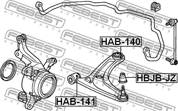 Febest HAB-140 - Сайлентблок, рычаг подвески колеса parts5.com