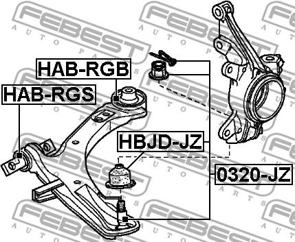 Febest HAB-RGB - Сайлентблок, рычаг подвески колеса parts5.com