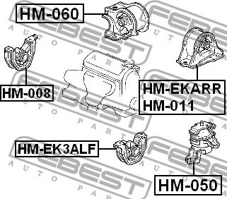 Febest HM-008 - Подушка, опора, подвеска двигателя parts5.com