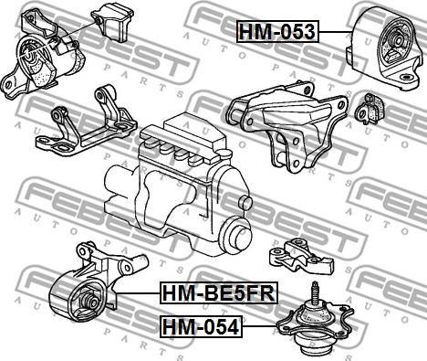 Febest HM-BE5FR - Подушка, опора, подвеска двигателя parts5.com