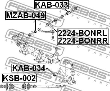 Febest KAB-033 - Сайлентблок, рычаг подвески колеса parts5.com