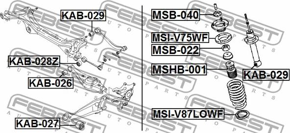 Febest KAB-029 - Сайлентблок, рычаг подвески колеса parts5.com