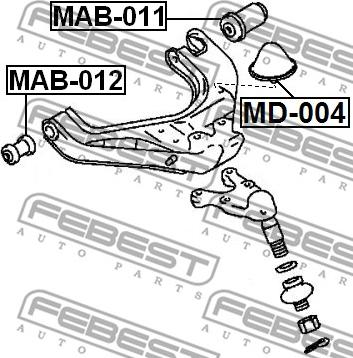 Febest MD-004 - Буфер, поворотный кулак parts5.com