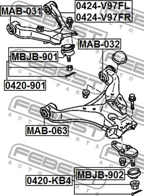 Febest MBJB-901 - Ремонтный комплект, несущие / направляющие шарниры parts5.com