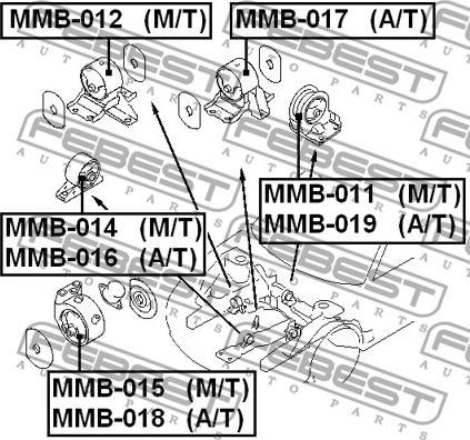 Febest MMB-016 - Подушка, опора, подвеска двигателя parts5.com