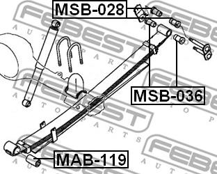 Febest MSB-036 - Втулка, листовая рессора parts5.com