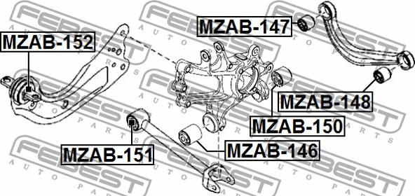 Febest MZAB-148 - Сайлентблок, рычаг подвески колеса parts5.com