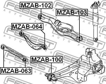 Febest MZAB-103 - Сайлентблок, рычаг подвески колеса parts5.com