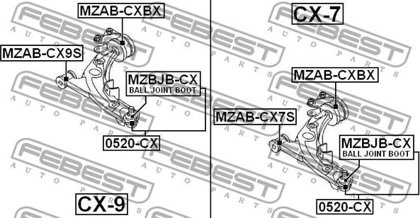 Febest MZAB-CXBX - Сайлентблок, рычаг подвески колеса parts5.com