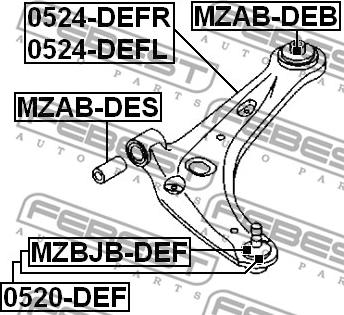 Febest MZAB-DEB - Сайлентблок, рычаг подвески колеса parts5.com