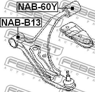 Febest NAB-60Y - Сайлентблок, рычаг подвески колеса parts5.com