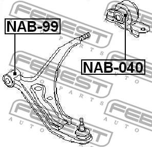 Febest NAB-040 - Сайлентблок, рычаг подвески колеса parts5.com