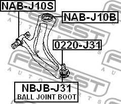 Febest NAB-J10B - Сайлентблок, рычаг подвески колеса parts5.com