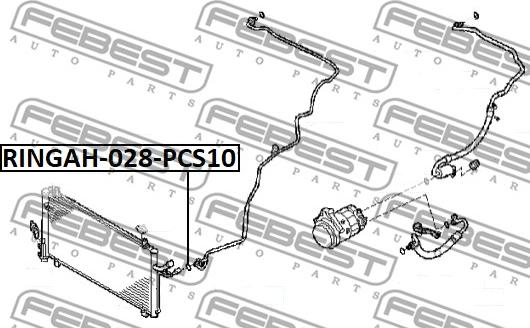 Febest RINGAH-028-PCS10 - Уплотнительное кольцо, линия кондиционера parts5.com