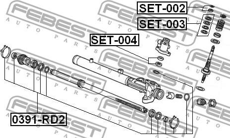 Febest SET-003 - Ремкомплект, осевой шарнир поперечная рулевая тяга parts5.com