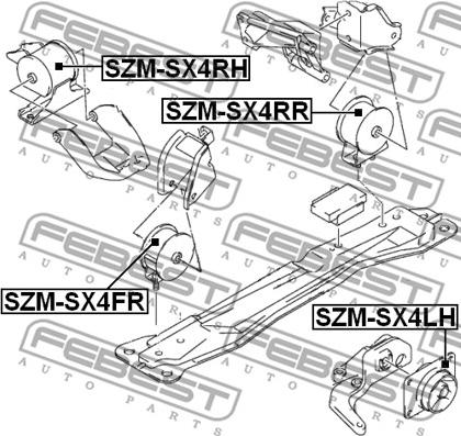 Febest SZM-SX4RR - Подушка, опора, подвеска двигателя parts5.com