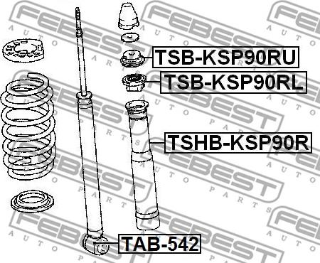 Febest TSB-KSP90RU - Опора стойки амортизатора, подушка parts5.com