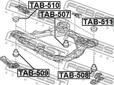 Febest TAB-511 - Подвеска, вспомогательная рама / агрегатная опора parts5.com